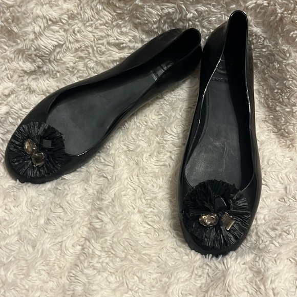 Tory Burch Shoes - 💕 Tory Burch Jelly Flats‎ Black Tassel Embellished Slip On Shoes!